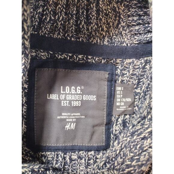 Mens Small Ribbed Knit Sweater Heather Gray White Rid Knit Logg H&M - Picture 3 of 11